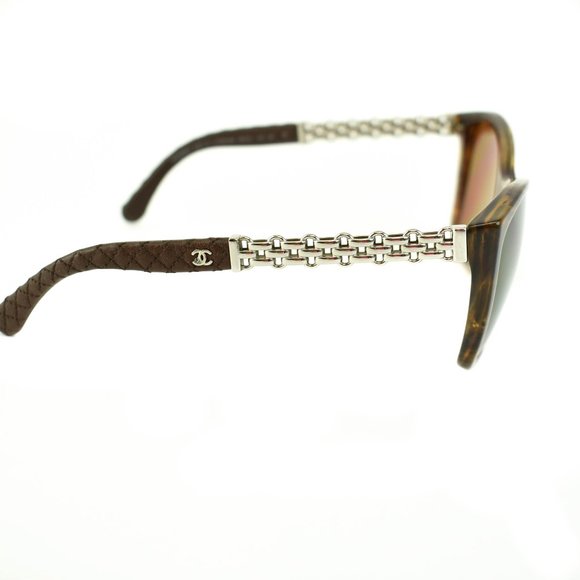 CHANEL Chain: Brown, Leather CC Logo Sunglasses lw - Picture 6 of 10